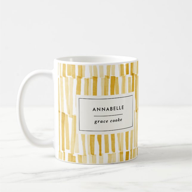 Gelbes modernes abstraktes Geschmack personalisier Kaffeetasse (Links)