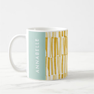 Gelbes modernes abstraktes Muster personalisiert Kaffeetasse