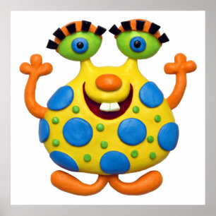 Gelbes Monster-Baby-boy-Shower-Kinderzimmer mit Pu Poster