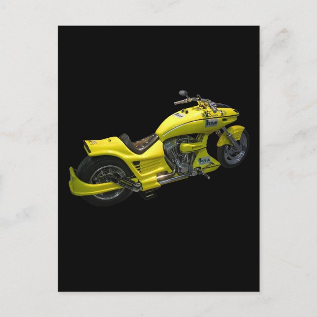 Gelbes Motorrad Postkarte (Vorderseite)