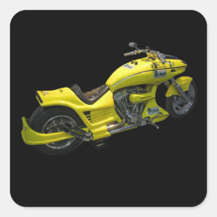 Gelbes Motorrad Quadratischer Aufkleber