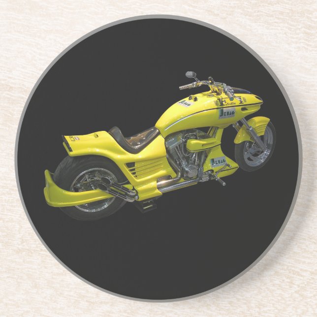 Gelbes Motorrad-Untersetzer Sandstein Untersetzer (Vorne)