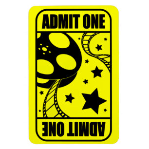 Gelbes Movie Ticket Flexible Magnet