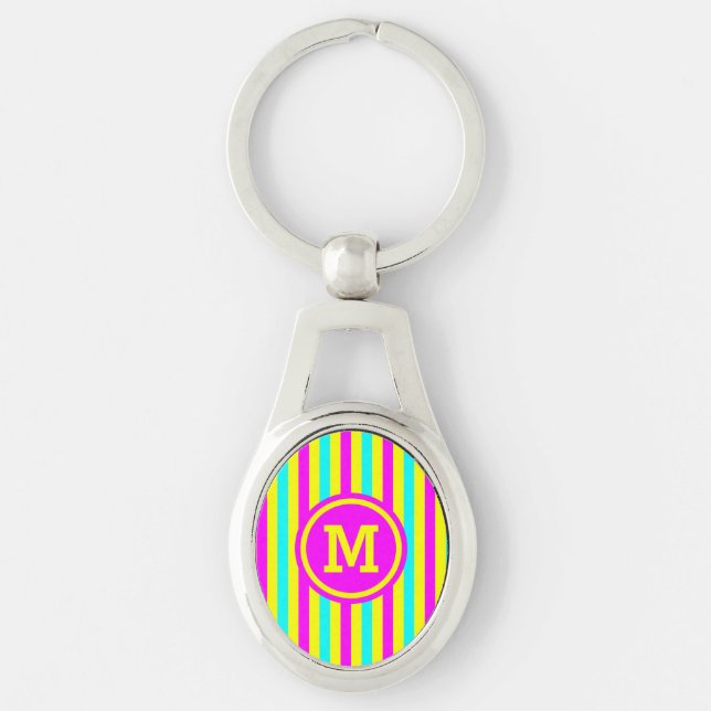 Gelbes Multistreifen-Monogramm Schlüsselanhänger (Vorderseite)