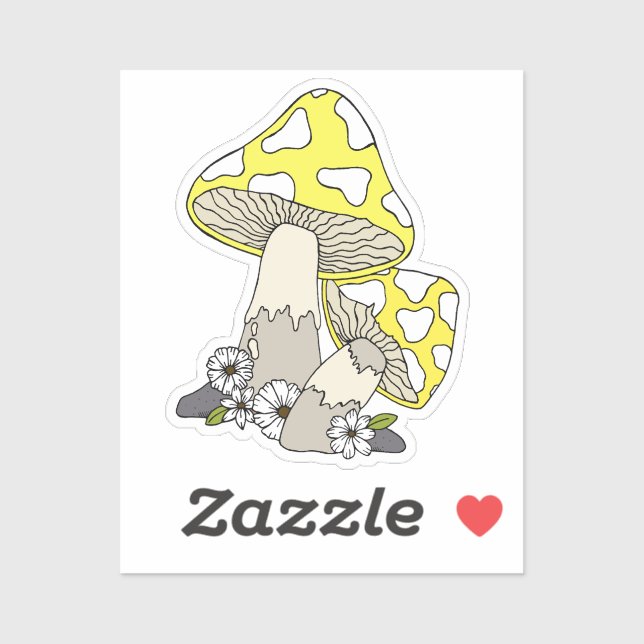 Gelbes Mushroom Niedlich Aufkleber (Blatt)