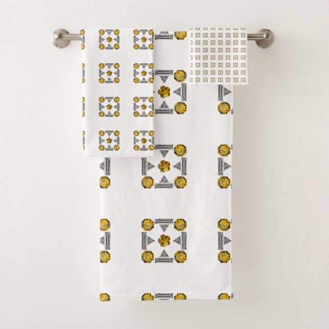 Gelbes Muster Badhandtuch Set (Insitu)