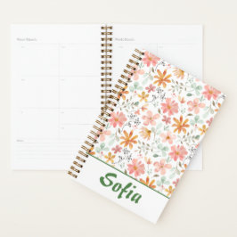 Gelbes Muster botanisch-grüner Orangenplaner Planer