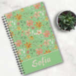 Gelbes Muster botanischer grüner Planer<br><div class="desc">Klassisches und niedliches Design für Ihre Büro- und Schulausstattung. Die Watercolor Orange und Rosa auf grünem Hintergrund Planer ist eine schöne und moderne Art,  Ihr Leben zu organisieren. Dieses Muster macht es für Schüler und Angestellte gleichermaßen ideal,  als Planer zu arbeiten. Personalisierter Planer im rustikalen Stil.</div>