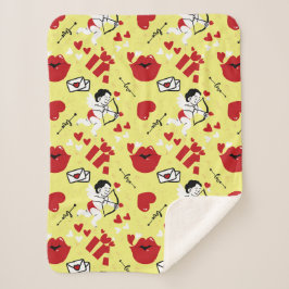 Gelbes Muster des Valentinstags Sherpadecke