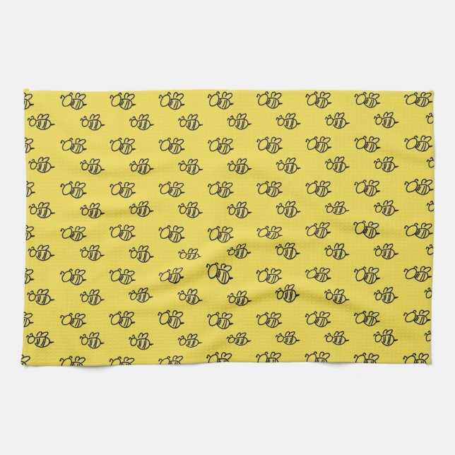 Gelbes Muster für Sommerbienen Geschirrtuch (Horizontal)