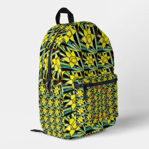 Gelbes Muster für wertvolle Blume Bedruckter Rucksack