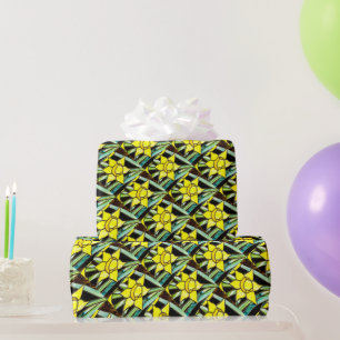 Gelbes Muster für wertvolle Blume Geschenkpapier