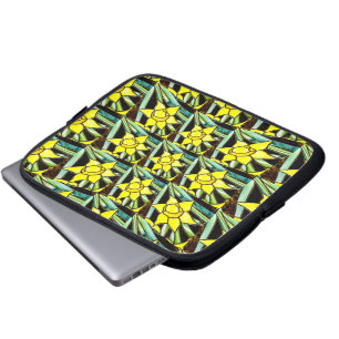 Gelbes Muster für wertvolle Blume Laptopschutzhülle
