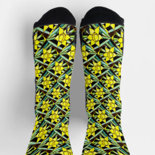 Gelbes Muster für wertvolle Blume Socken