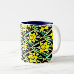 Gelbes Muster für wertvolle Blume Zweifarbige Tasse