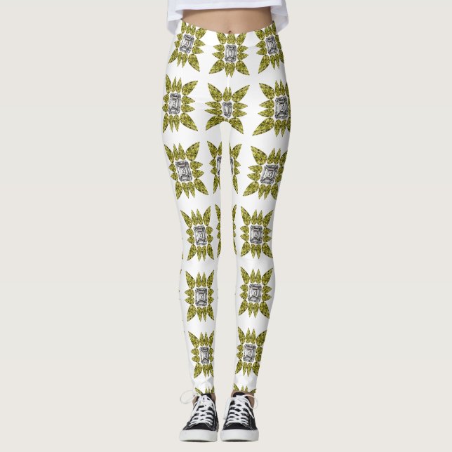 Gelbes Muster Leggings (Vorderseite)