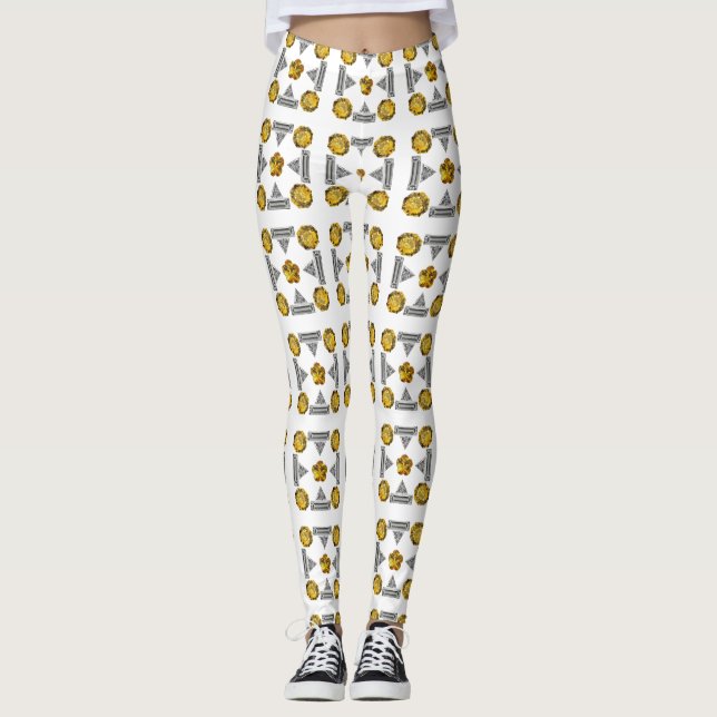 Gelbes Muster Leggings (Vorderseite)