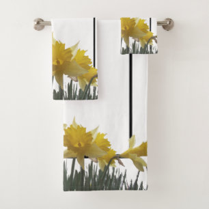 Gelbes Narzissen-Blumen-Garten-Bad-Tuch-Set Badhandtuch Set
