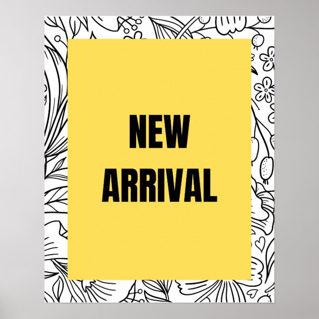 Gelbes neues Ankunftszeichen, Retail Store Poster (Vorne)