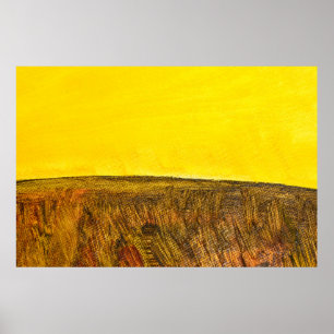 Gelbes Oberteil und brauner Boden. Abstrakte Lands Poster