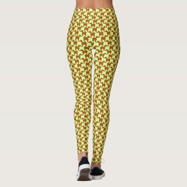 Gelbes Ochres Hahnentrittmuster mit Hunden Legging Leggings (Rückseite)