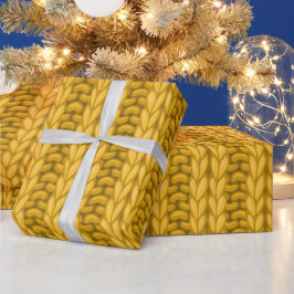 Gelbes Ocker Winter Knitter Wollmuster Geschenkpapier