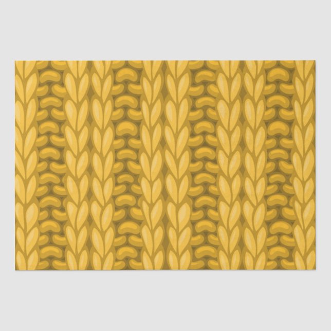 Gelbes Ocker Winter Knitter Wollmuster Seidenpapier (Vorderseite)