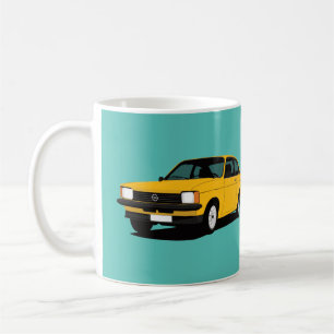 Gelbes Opel Kadett Coupé - zwei Bilder Kaffeetasse