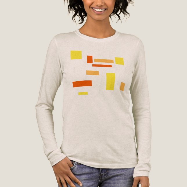 Gelbes Orange geometrische Boxen Abstraktes Kunstd Tri-Blend Shirt (Vorderseite)