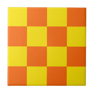 Gelbes Orange-Karo-Design Fliese