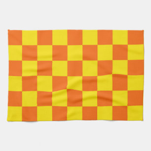 Gelbes Orange-Karo-Design Geschirrtuch