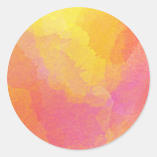 Gelbes Orange Rosa Watercolor Abstrakte Kunst Runder Aufkleber