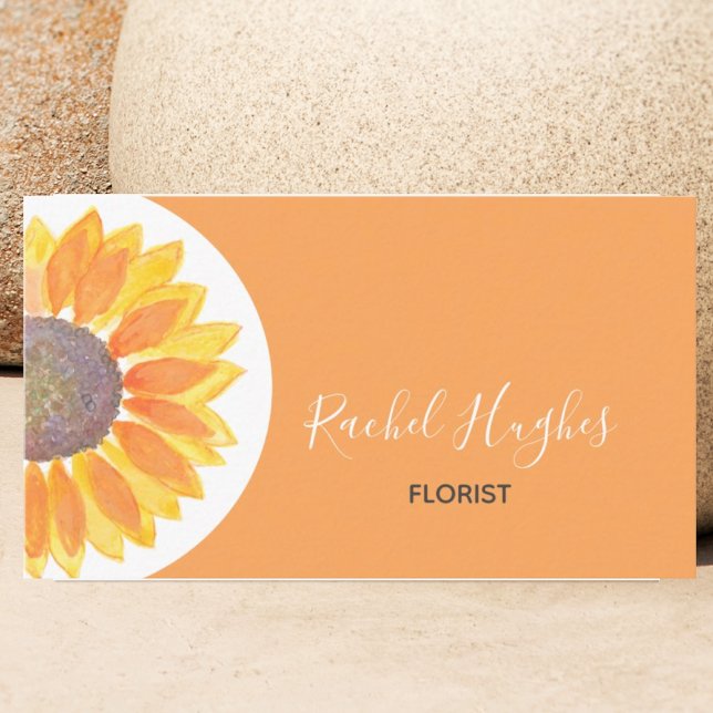 Gelbes Orangenblau Sonnenblume Florist Visitenkarte (Von Creator hochgeladen)