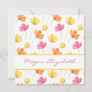 Gelbes Orangenrosa Muster für die Blume Mitteilungskarte