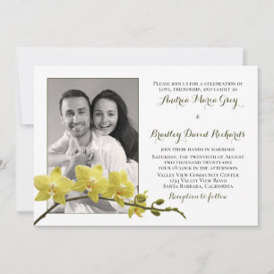 Gelbes Orchid-Blume-Foto Hochzeit Einladung