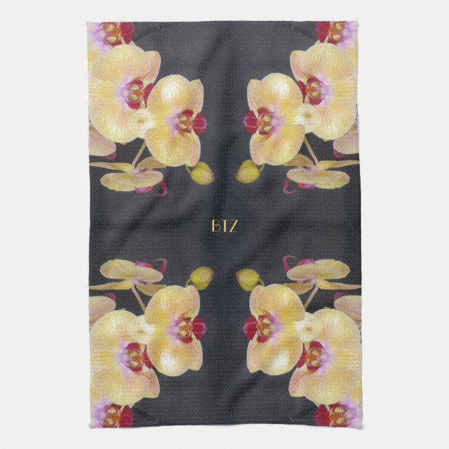 Gelbes Orchideen-Muster Handtuch (Vertikal)