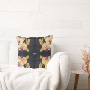 Gelbes Orchideenmuster Kissen