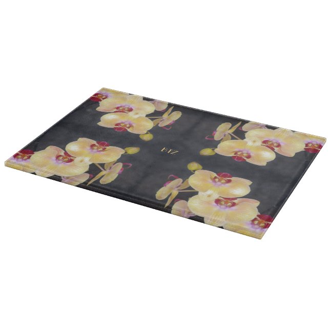 Gelbes Orchideenmuster Schneidebrett (Ecke)