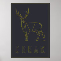 Gelbes Origami-Reh-Affirmationposter. Traum