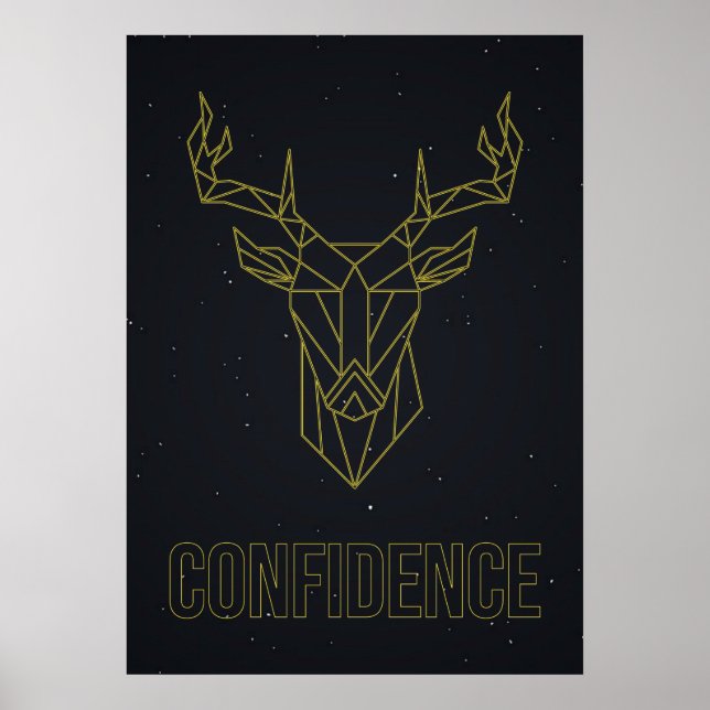 Gelbes Origami-Reh-Affirmations-Poster. Vertrauen Poster (Vorne)