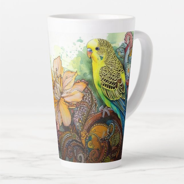 Gelbes Paraket mit Paisley und Blume Milchtasse (Rechte Ecke)