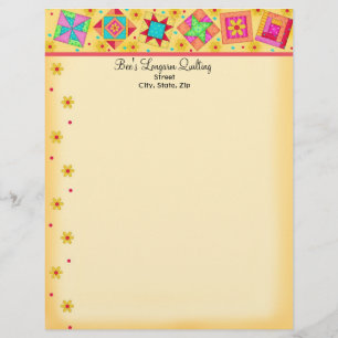 Gelbes Patchwork Quilt Blocks Letterhead Briefkopf