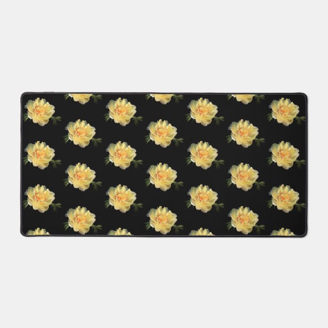 Gelbes Peony Pattern Peonies Foto Schreibtischunterlage (Vorderseite)