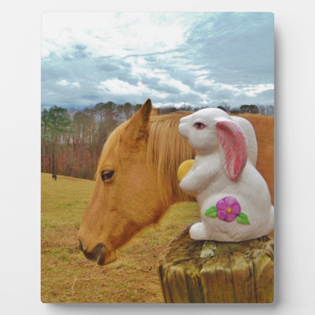 Gelbes Pferd, Frühlingshasen Fotoplatte (Vorderseite)