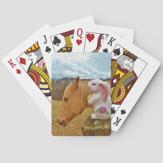 Gelbes Pferd, Frühlingshasen Spielkarten (Rückseite)