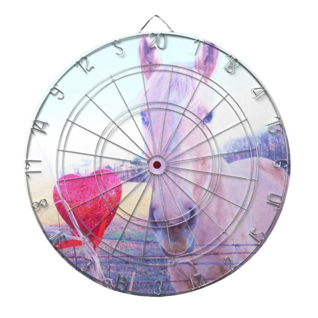 Gelbes Pferd und Rotes Herz Dartscheibe (vorne)