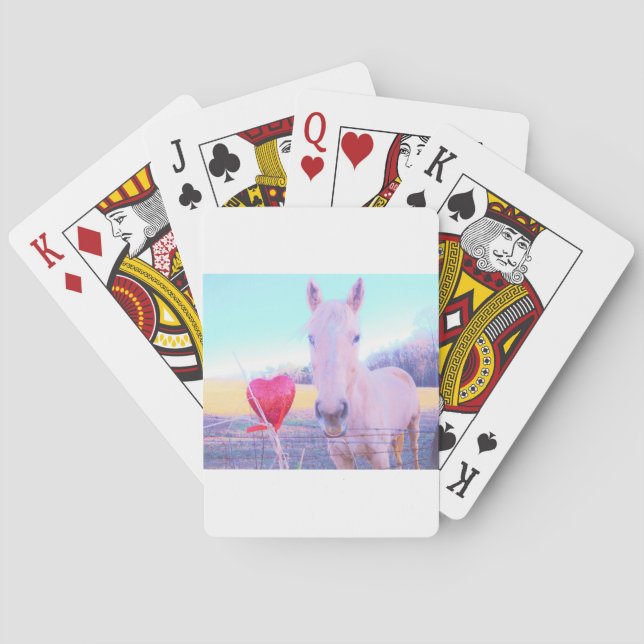 Gelbes Pferd und Rotes Herz Spielkarten (Rückseite)