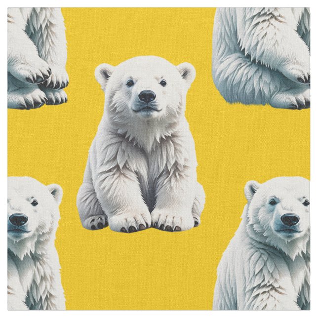 Gelbes Polarbär-Musterdesign  Stoff (Nahaufnahme)