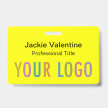 Gelbes PVC-Name-Abzeichen mit Clip Lanyard oder Re