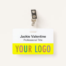 Gelbes PVC-Name-Abzeichen mit Clip Reel oder Lanya